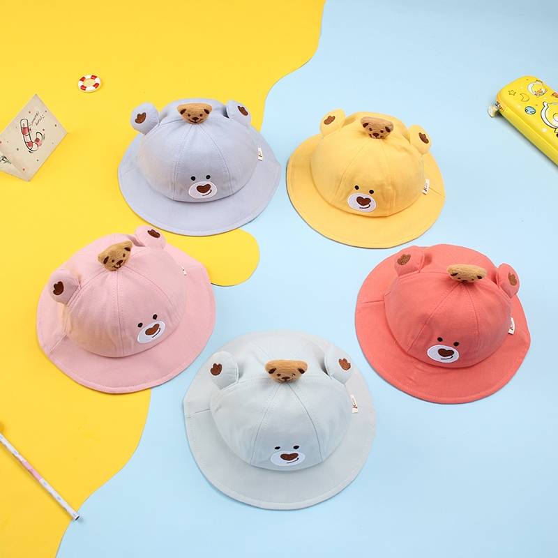 ☆พร้อมส่ง☆หมวกเด็ก 10เดือน-4ปี หมวกเด็กโต หมวก Bucket หมวกเด็กผู้ชาย หมวกเด็กผู้หญิง หมวกบักเก็ตเด็ก แต่งลายหมี ติดตุ๊กตาหมี🧸รอบหัว:50-52 cm