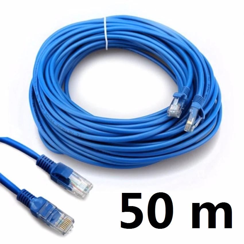 Cable Lan CAT5 50m สายแลน เข้าหัวสำเร็จรูป 50เมตร (สีน้ำเงิน)