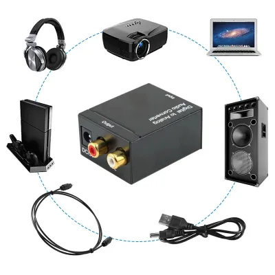 ตัวแปลงOptical Coaxial Toslink Digital to Analog Audio Converter Adapter 3.5mm RCA L/R With 2m Optical Cable