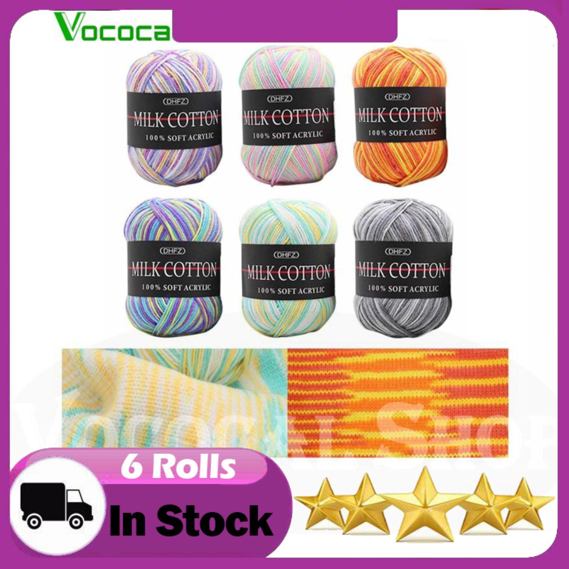 6 Rolls Assorted Colors Smooth Soft Milk Cotton Yarn DIY Hand Knitting Baby Wool Craft Shawl Scarf Crochet Thread Supplies