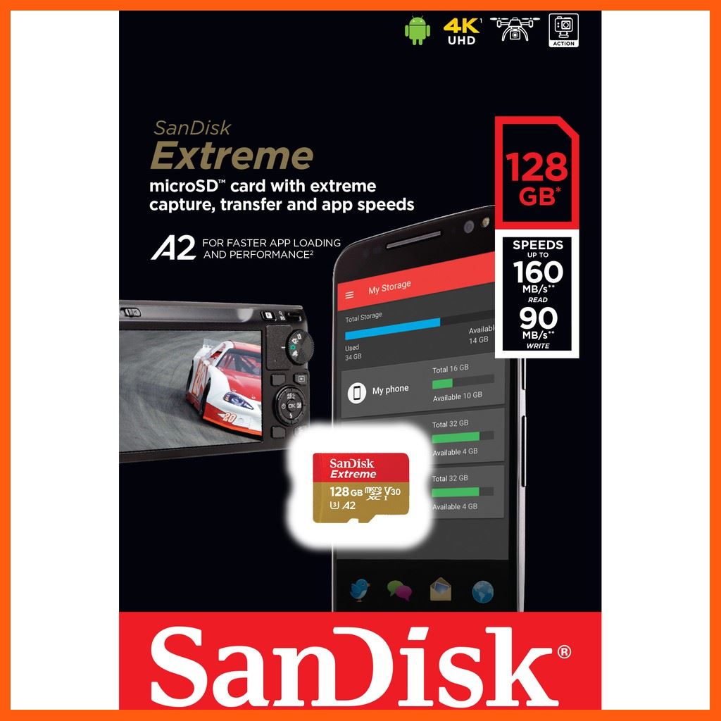 ✨✨#BEST SELLER🎉🎉 SanDisk Extreme microSDXC UHS-I A2 128GB (SDSQXA1-128G-GN6MN) ความเร็วสูงสุด อ่าน 160MB/s เขียน 90MB/s อุปกรณ์จัดเก็บข้อมูล (STORAGE & MEMORY CARD ) STORAGE MEMORY CARD อุปกรณ์จัดเก็บข้อมูล Memory Card เม็มโมรี่การ์ด Compact Flash