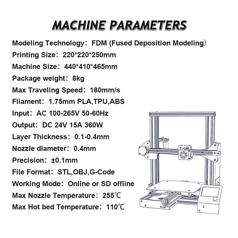 3D Printer Creality Ender3 32Bit Printing Size 220*220*250mm เครื่องพิมพ์สามมิติ เครื่องพิมพ์ 3มิติ , เครื่องพิมพ์ 3D