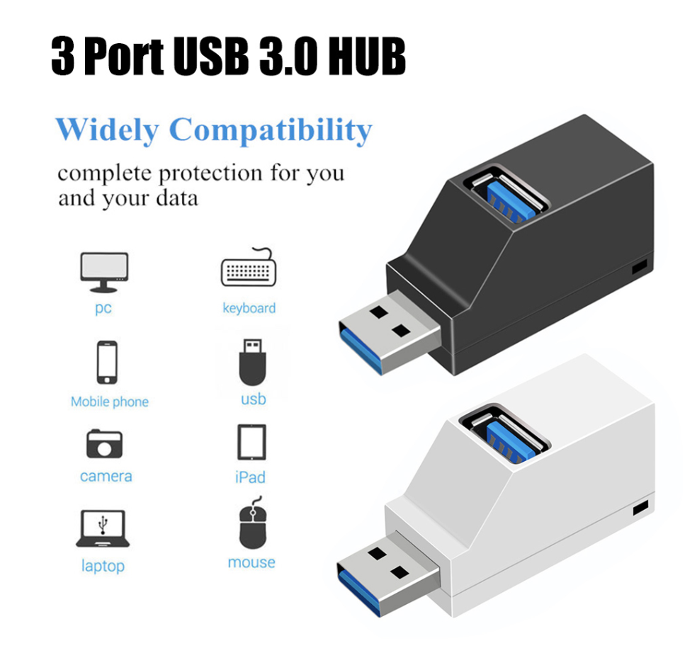 Mini 3 Ports USB 3.0 Splitter Hub High Speed ​​Data Transfer Splitter Box Adapter For PC Laptop MacBook Pro Accessories