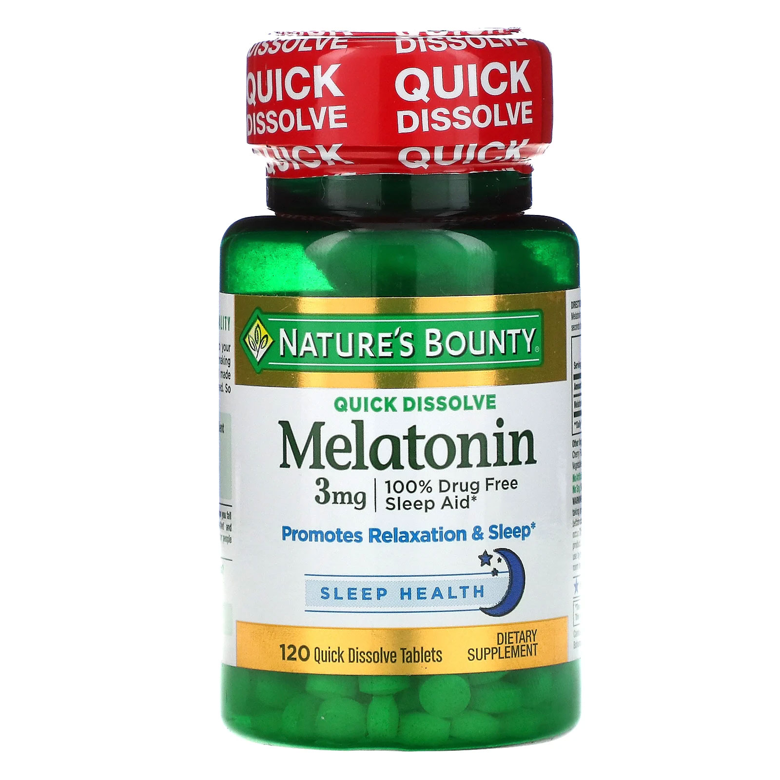 Nature's Bounty ช่วยการนอนหลับ ลดความเครียด Melatonin 3 mg 120 Tablets