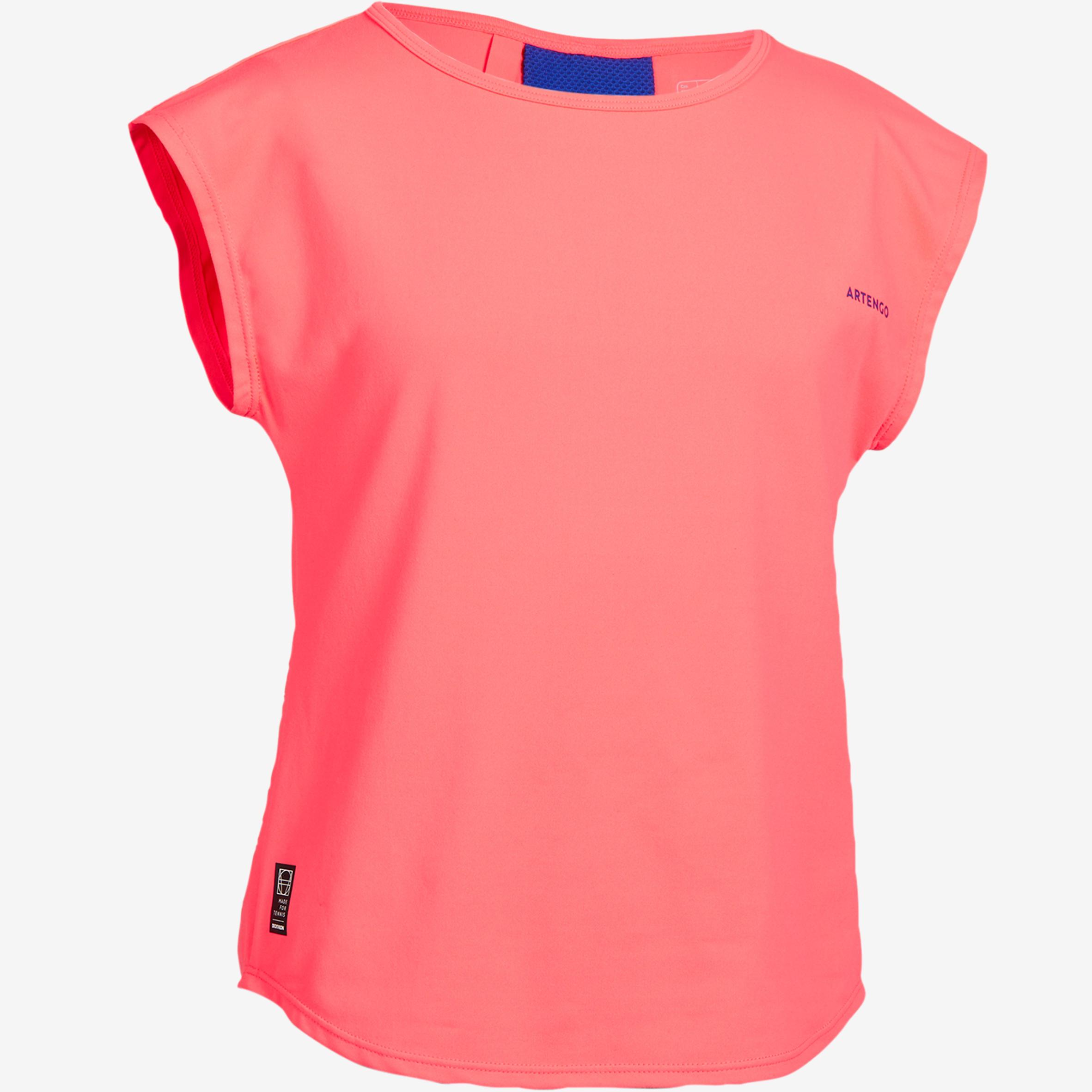 [ด่วน!! โปรโมชั่นมีจำนวนจำกัด] เสื้อยืดสำหรับเด็กผู้หญิงรุ่น 500 (สีชมพู) สำหรับ เทนนิส พาเดิล