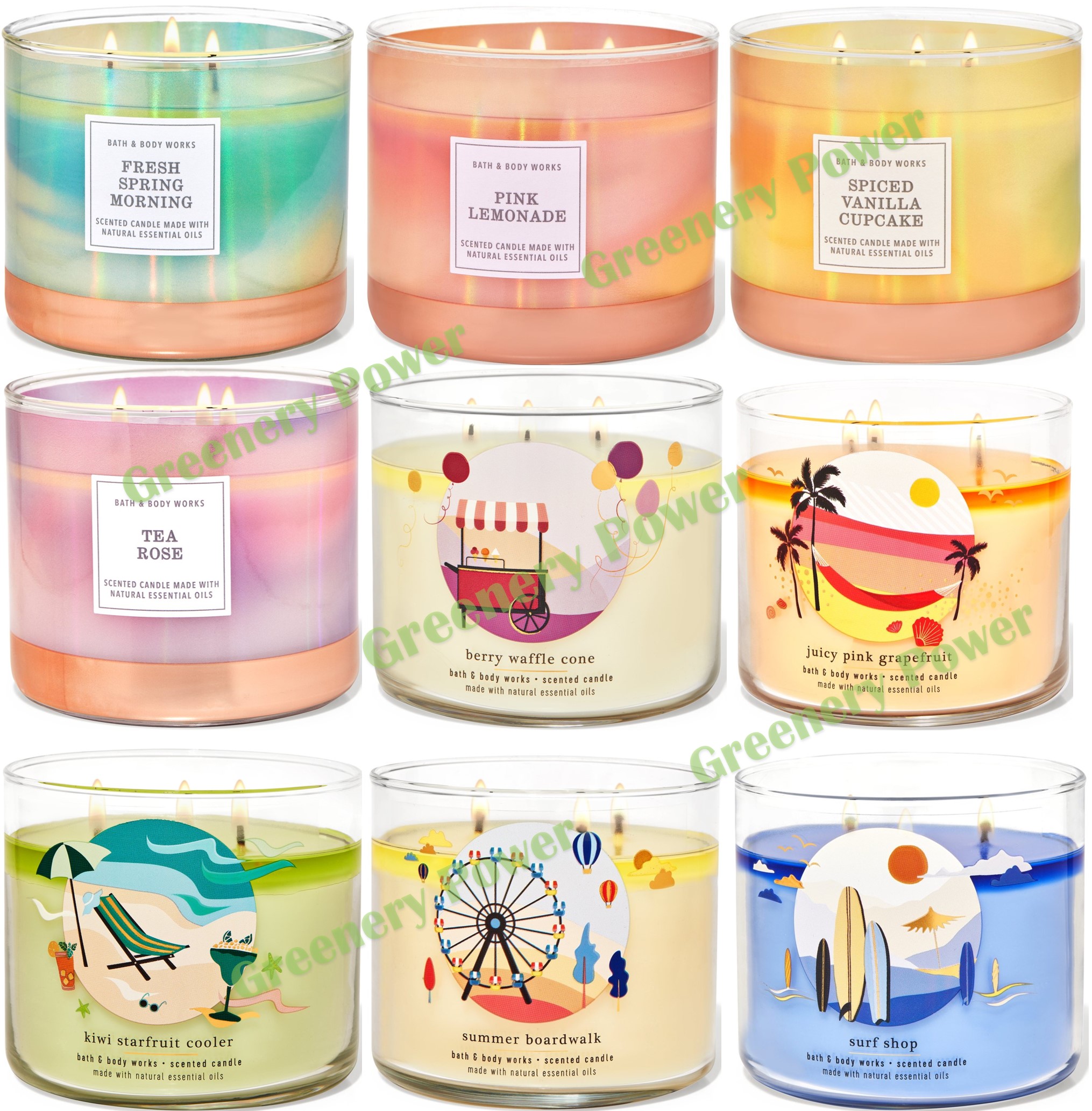 SET4 / 7 Candles BATH & BODY WORKS 3WICKS CANDLE large 411 G