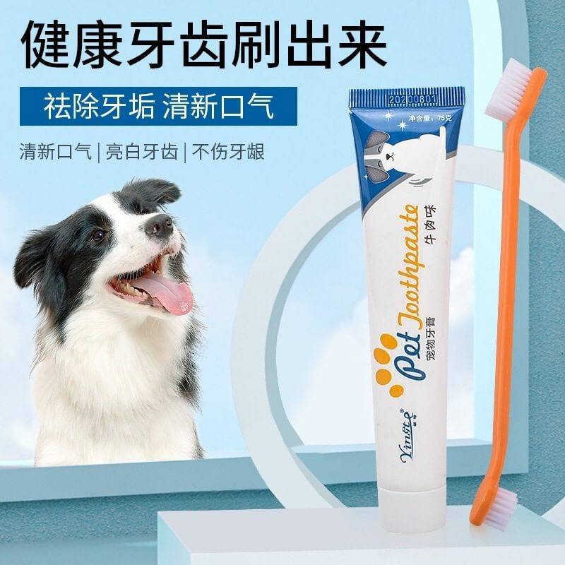 PK.Minimal Yingte Animal toothpaste brush set ชุดแปรงยาสีฟันสัตว์เลี้ยงยาสีฟันทำความสะอาดช่องฟันสำหรับสัตว์เลี้ยง สามารถใช้งานไดัทั้งสุนัขและแมว