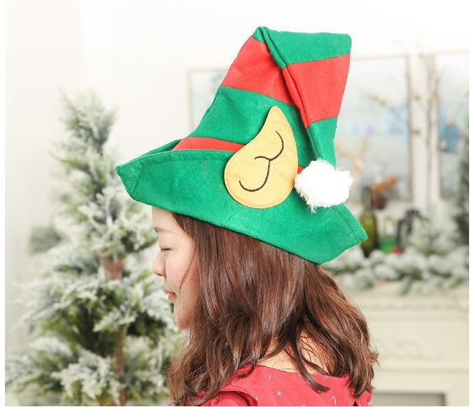 หมวกเขียว เอลฟ์ หมวก หมวกคริสมาส หมวกซานต้า หมวกเด็ก หมวกแดง อย่างดี ผ้าหนา พร้อมส่ง Santa elf hat Christmas Santa hat