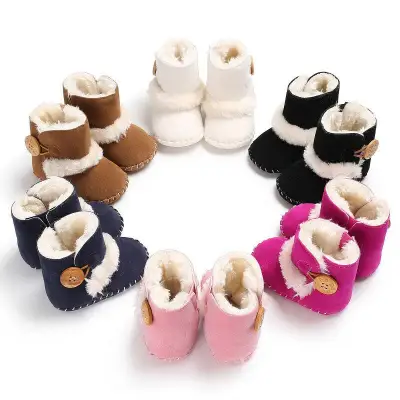 6Color Baby Girl Boy Winter Warm Plush Half Boots Infant Toddler Soft Sole Shoes