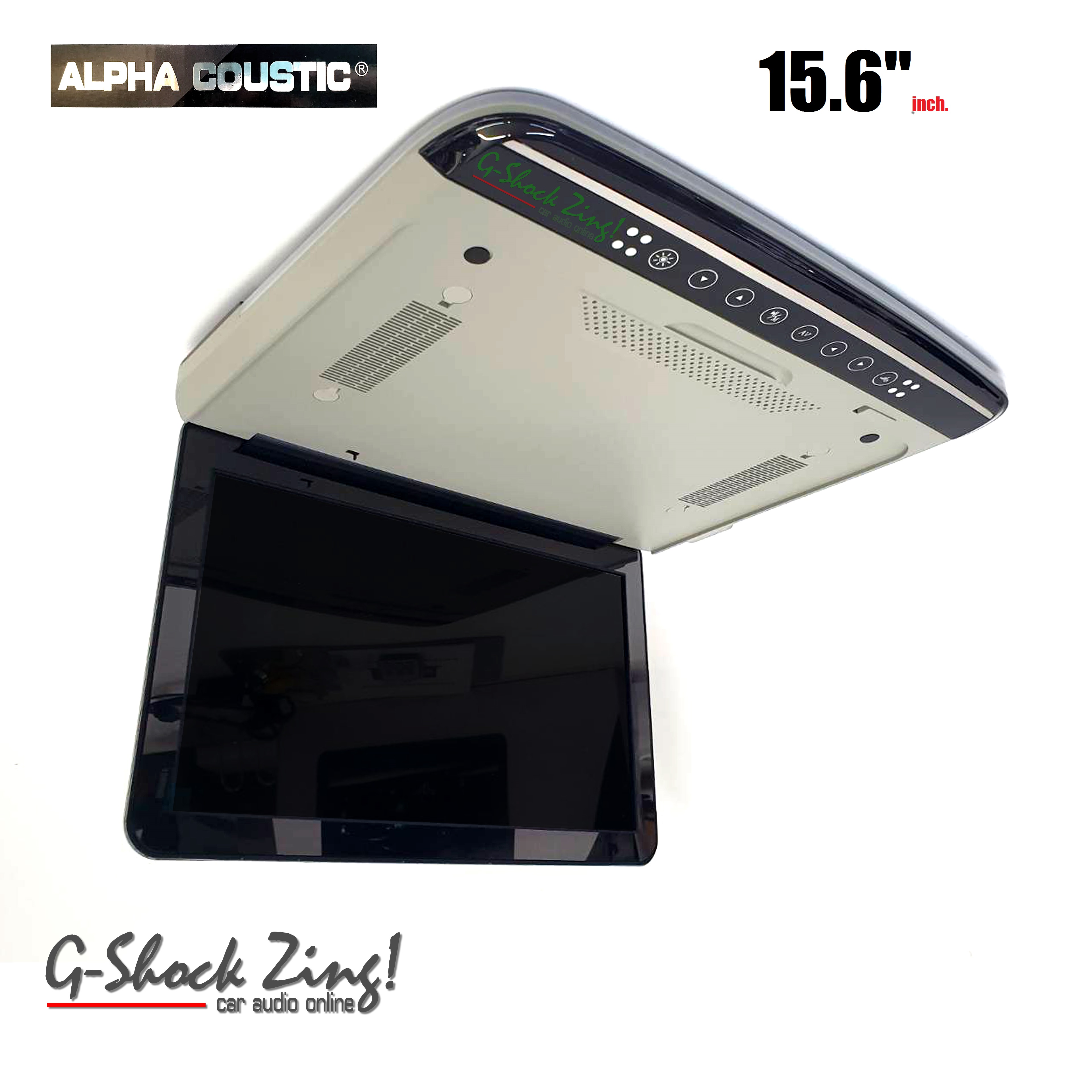 ALPHA COUSTIC Roofmount Monitor เครื่องเสียงรถยนต์ จอเพดานรถยนต์ จอติดรถยนต์ จอเพดาน15.6นิ้ว HDMI IN /USB SLOT/SD SLOT (สี GRAY) สีเทา