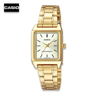 Velashop นาฬิกา Casio นาฬิกาข้อมือผู้หญิง สีทอง/หน้าทอง หน้าปัดสี่เหลี่ยม รุ่น LTP-V007G-9EUDF, LTP-V007G-9E, LTP-V007G, LTP-V007