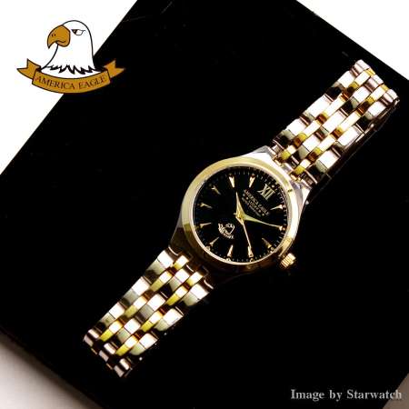 AMERICA EAGLE นาฬิกาข้อมือผู้หญิง สายสแตนเลส รุ่น AE021L - SilverGold/Black