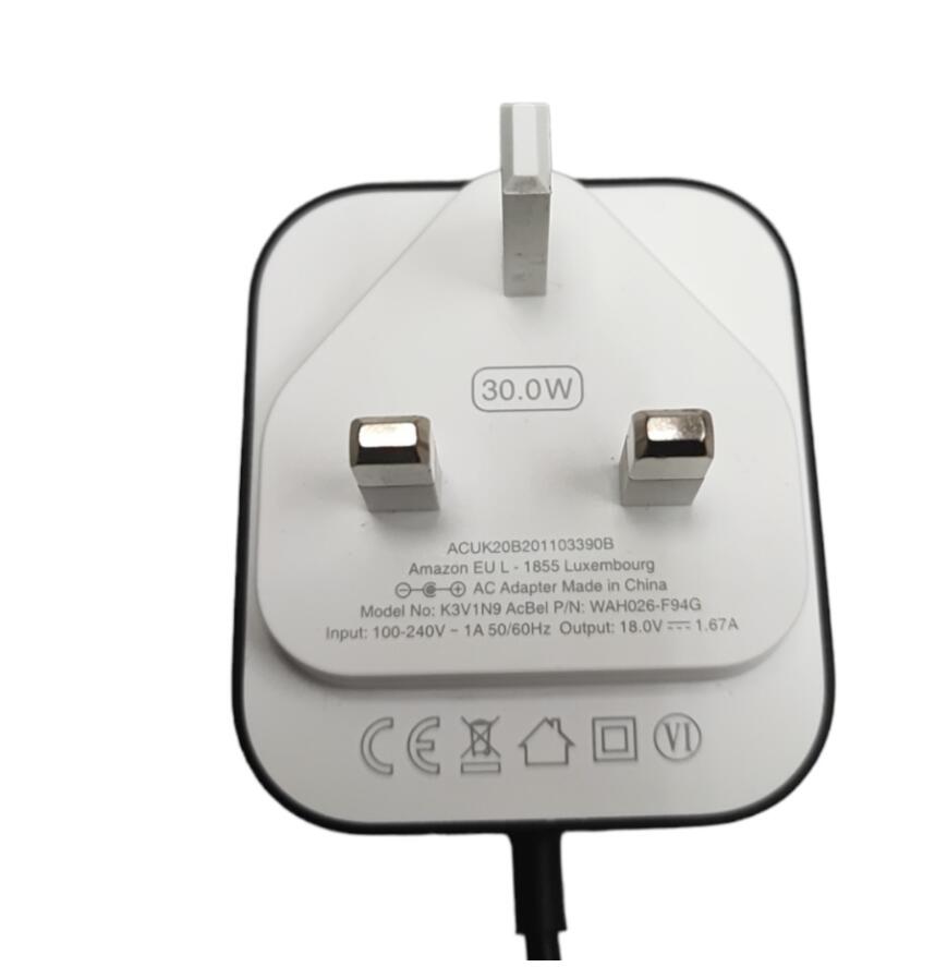 Genuine AC Power Adapter 30W for Echo (3rd Gen), Echo Plus (2nd Gen) Echo Show (2nd gen) Echo Show 8 K3V1N9 Power Supply