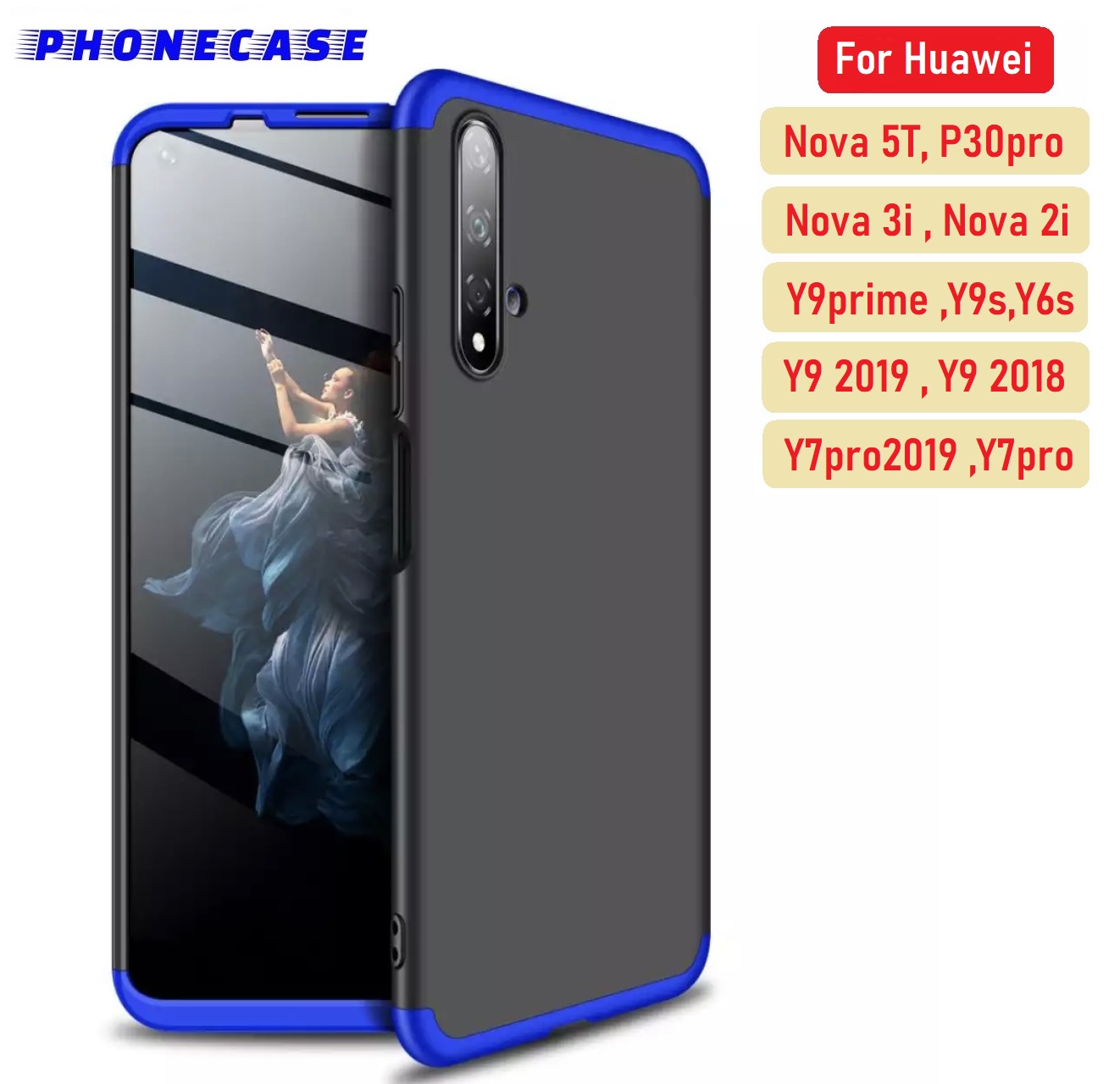❌รับประกันสินค้า❌Case GKK Huawei Nova5T Nova3i Nova2i GR5 2017 P30pro Y92019 Y7pro2019 Y9prime เคสGKK ของแท้ 100% Xiaomi Three-paragraph 360 Degreeเคสกันกระแทก เคส PC Protective Case Back Cover สี ดำขอบน้ำเงิน สี ดำขอบน้ำเงินรูปแบบรุ่นที่ีรองรับ huawei GR5 2017