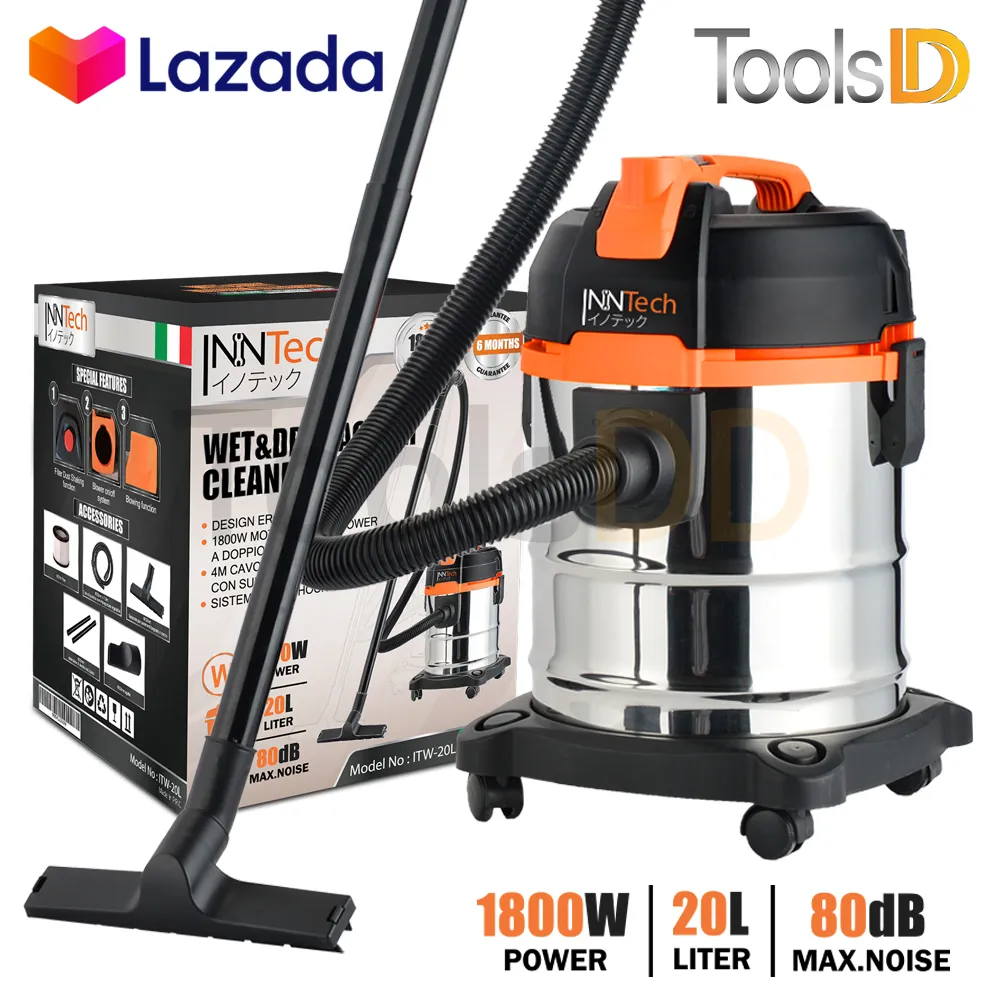 InnTech เครื่องดูดฝุ่น 20 ลิตร 1,800 วัตต์ Wet & Dry Vacuum Cleaner รุ่น ITW-20L เครื่องดูดฝุ่นอุตสาหกรรม เครื่องดูดฝุ่นใช้งานในบ้าน พลังงานสูง เครื่องดูดฝุ่นในบ้าน มีระบบเป่าแห้ง อุตสาหกรรม ถังโลหะ เปียก แห้ง