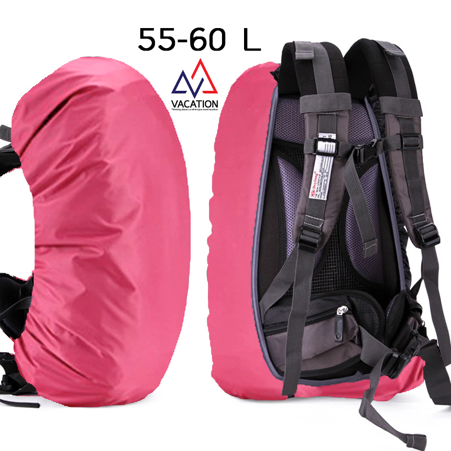 VACATION สินค้าพร้อมส่ง 60 ลิตร ผ้าคลุมกระเป๋า raincover 60L กันน้ำ กันฝน กันฝุ่น กัน UV คลุมกระเป๋า กระเป๋าสะพายหลัง กระเป๋า backpack Camping Hiking สีดำ