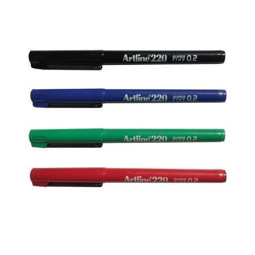 HomeOffice ปากกาหัวเข็ม อาร์ทไลน์ 0.2 มม. ชุด 4 ด้าม (สีดำ, น้ำเงิน, แดง, เขียว) หัวแข็งแรง คมชัด