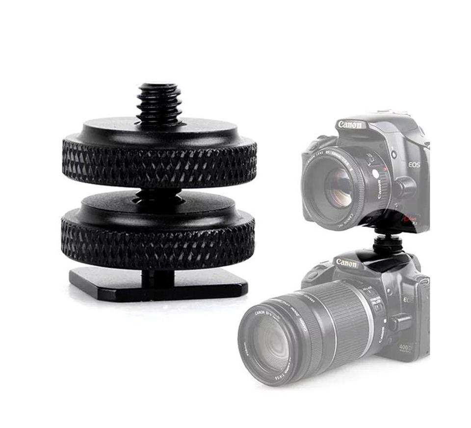 Double Hot shoe connector 1/4 inch camera screw hot shoe boots adapter