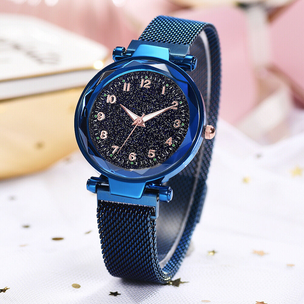 แฟชั่นเกาหลี นาฬิกา ผู้หญิง นาฬิกาข้อมือ หน้าปัดสวย กาแล็กซี่ ดวงดาว มี 6 สี นาฬิกาข้อมือควอตซ์ สายแบบถัก