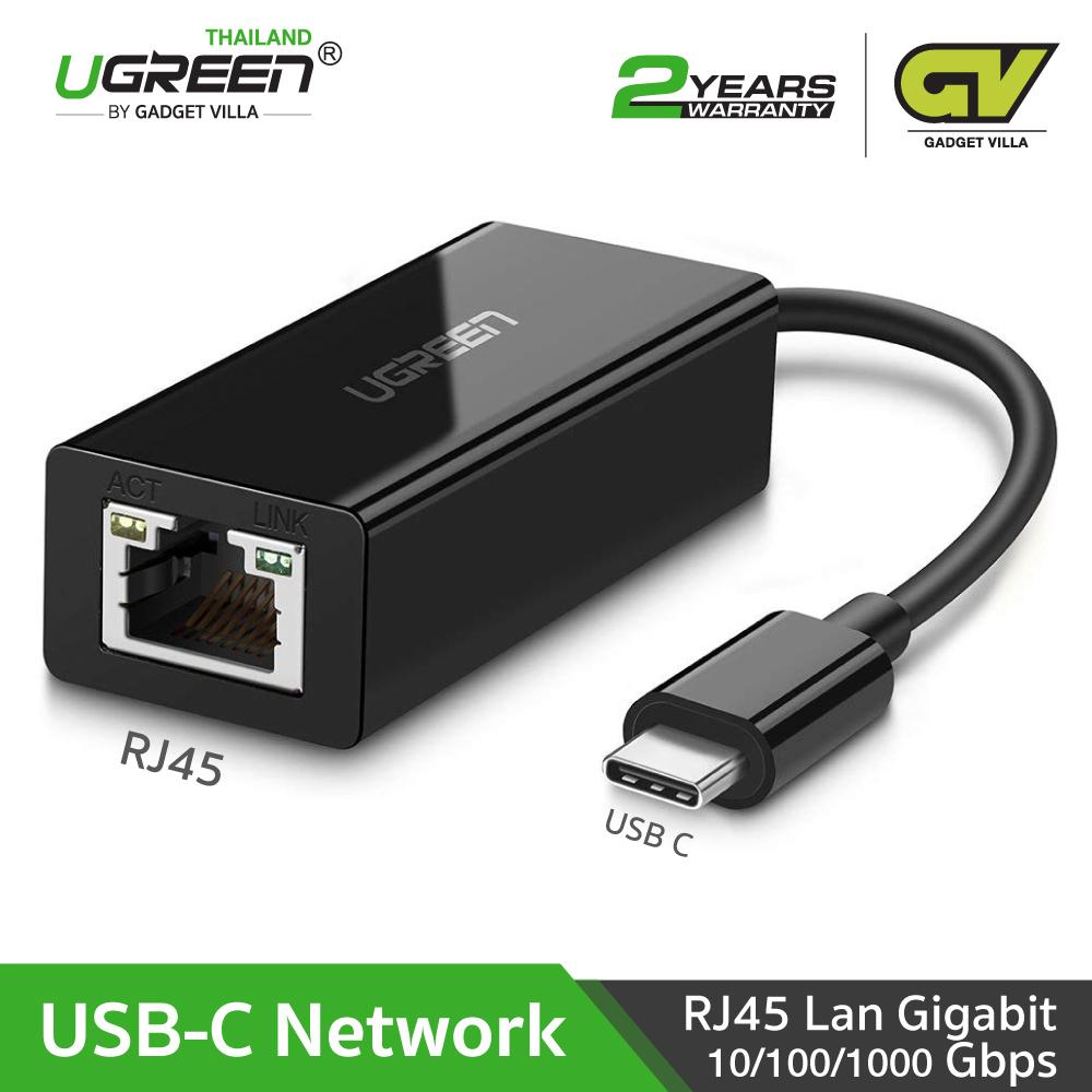 UGREEN ตัวแปลง USB C USB3.1 TYPE C เป็น Lan Gigabit ช่องเสียบ RJ45 Network Adapter Mac to Ethernet Gigabit LAN Adapter รุ่น 50307 with Windows Mac OS Linux Chrome OS for Apple MacBook Pro 2017 2016 Lenovo Yoga Dell XPS 13 Chromebook Pixel