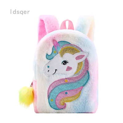 Idsqer Unicorn Plush Backpack Backpack Kindergarten Cute School Bag
