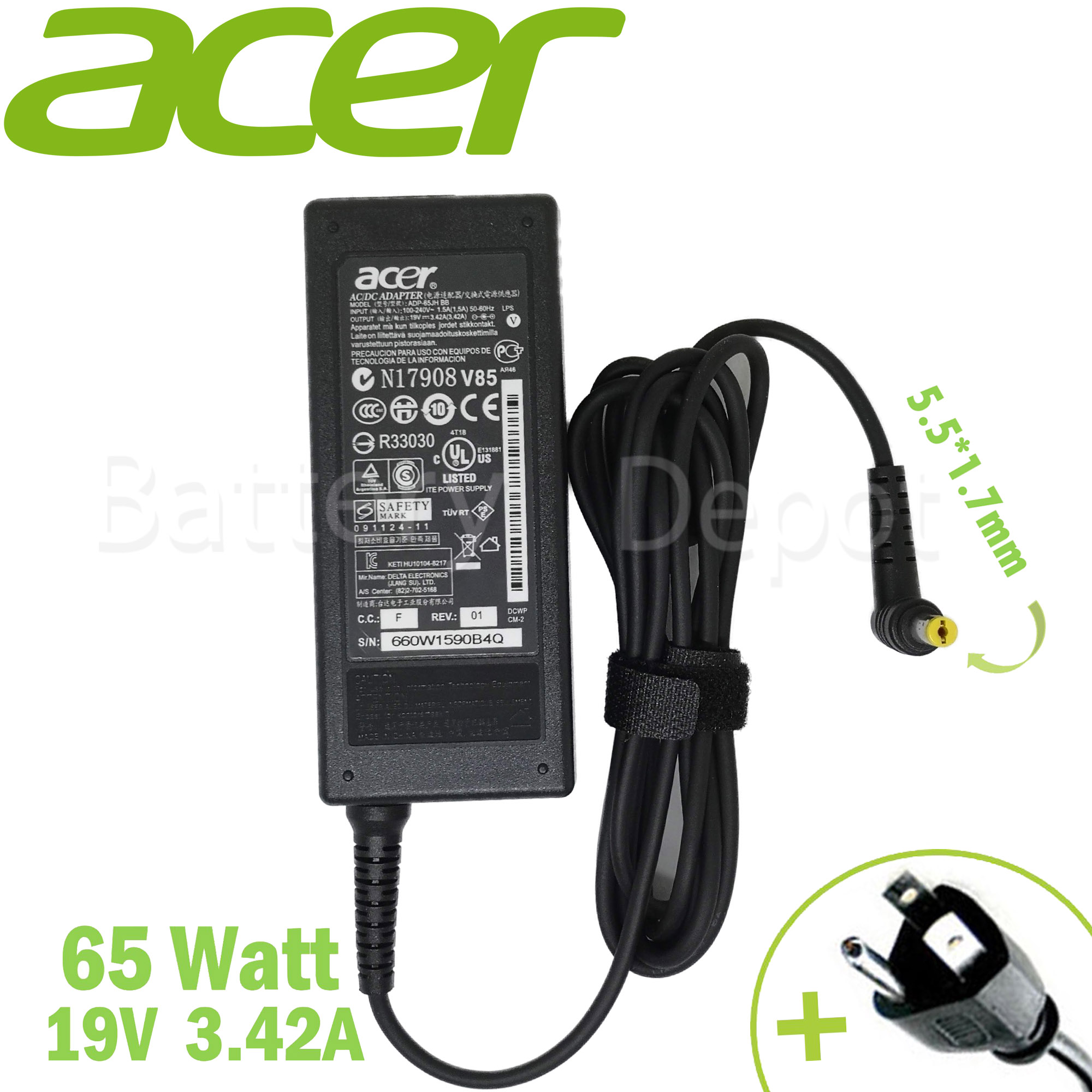 AC Adapter For Acer Aspire V5-431-4689 , V5-471-6569, V5-571-6662