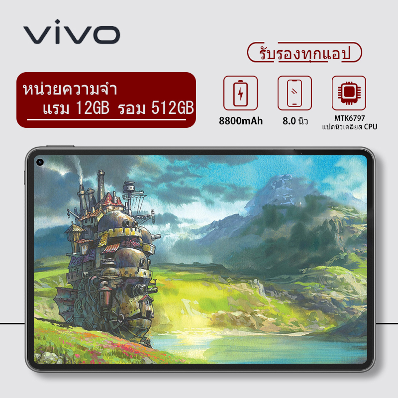 vivo ใหม่ tablet แท็บเล็ตราคาถูก Android 9.0 RAM12G ROM512G แท็บเล็ต โทรได้4g/5G รองรับภาษาไทย ใส่ซิมโทรได้ android แทบเล็ตราคาถูก เมนูไทย Playstore ไอเเพ็ด จอใหญ + Dual sim dual standby แท็บเล็ตถูกๆ ไอแพดราคาถูก