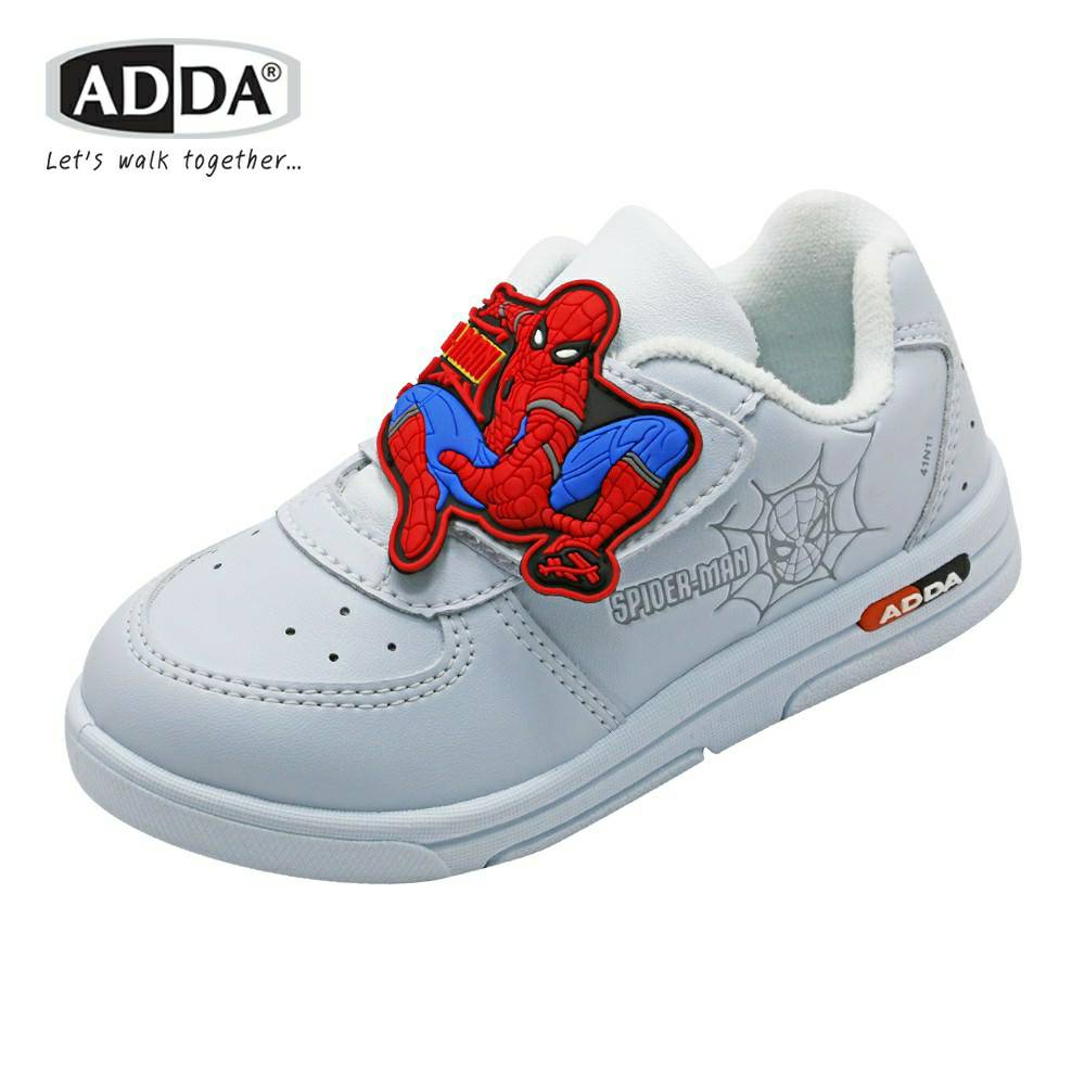 ADDA รองเท้านักเรียนชายอนุบาล รองเท้านักเรียนชาย รองเท้าพละชาย สีขาว ADDA Spiderman ของแท้ (ค่าส่งถูก)