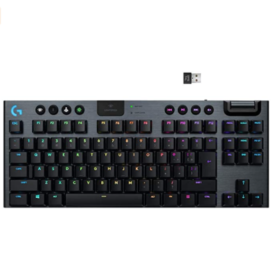Logitech G915 TKL Tenkeyless Lightspeed Wireless RGB Mechanical Gaming
Keyboard, Low Profile Switch Options, LIGHTSYNC RGB, Advanced Wireless
and Bluetooth Support - Clicky