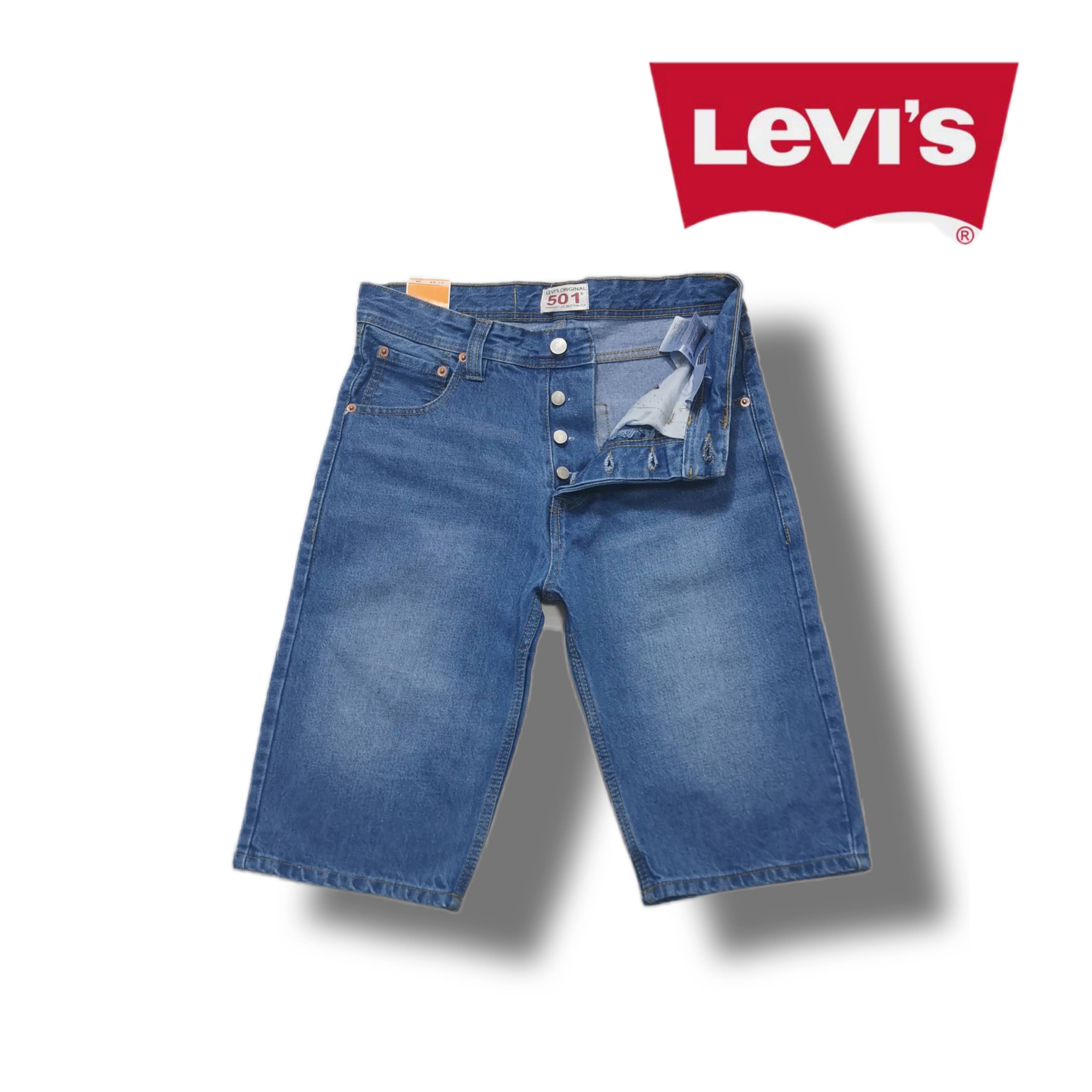 LEVI'S® 501™ Regular Fit Shorts Jeans Button-Fly Sky Blue Size 30-38 ของแท้100%!!! การันตี
