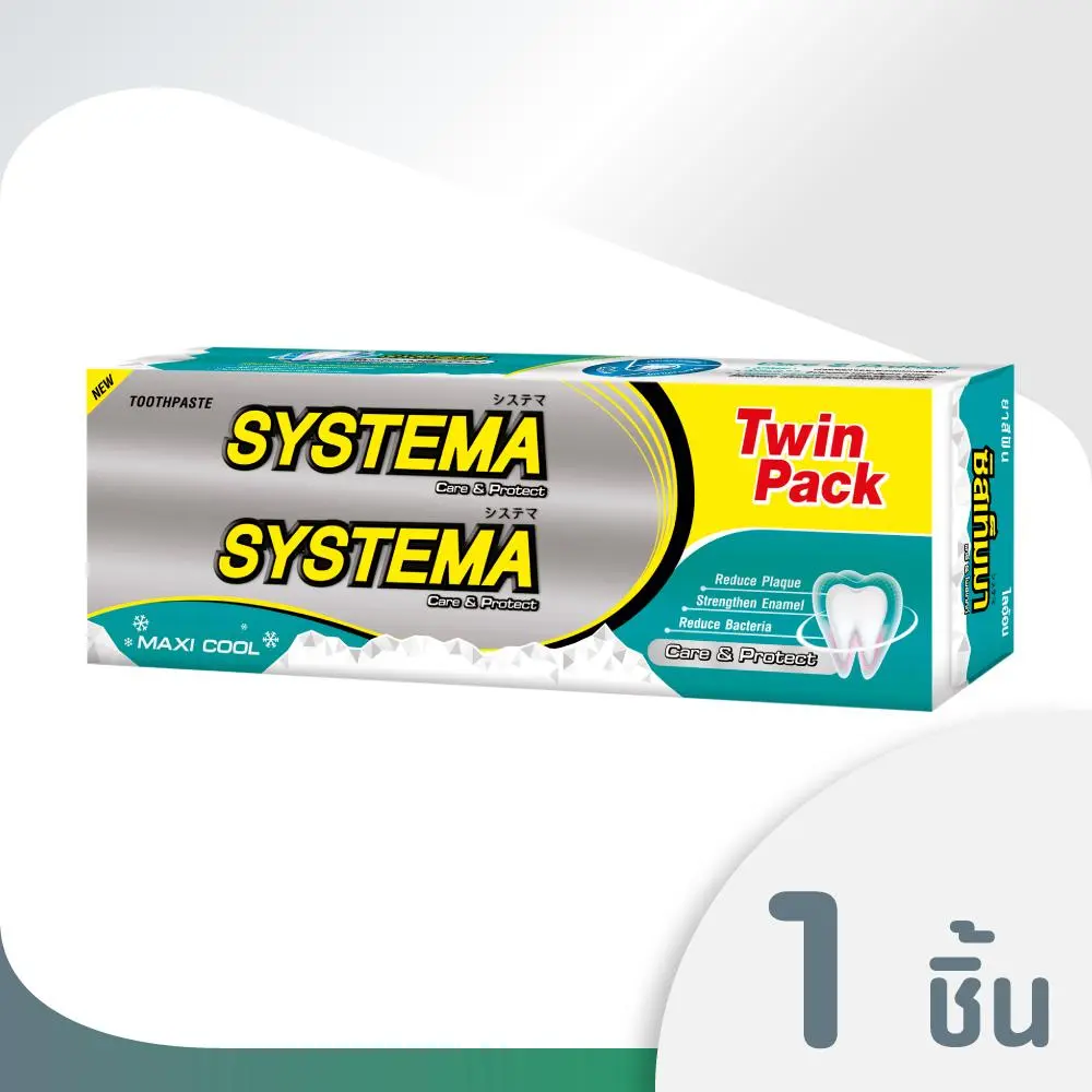 SYSTEMA ยาสีฟัน ซิสเท็มม่า แคร์ แอนด์ โพรเทคท์ แม็กซี่คูล Systema Toothpaste Care & Protect Maxi Cool (แพ็คคู่) 160 กรัม 2 หลอด