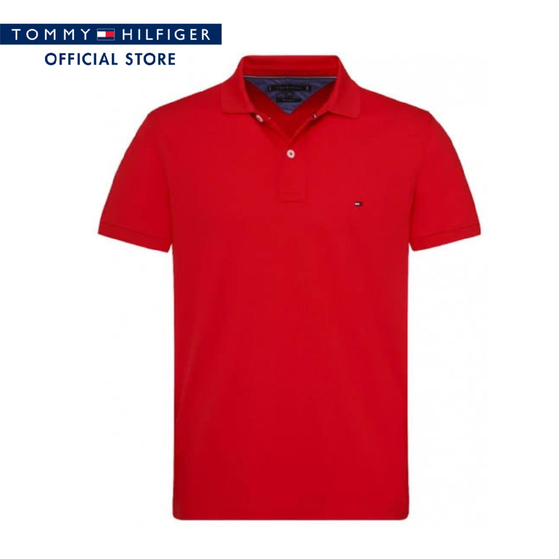 Tommy Hilfiger เสื้อโปโลแขนสั้นชาย รุ่น MW0MW09733 สีแดง ทอมมี่ ฮิลฟิ