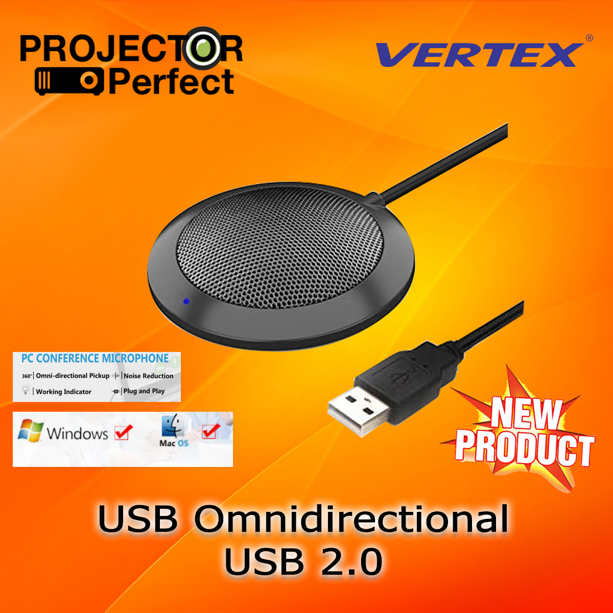 VERTEX USB Omnidirectional Microphone USB 2.0 ไมโครโฟนยูเอสบีรองรับเสียงได้ 360 องศา