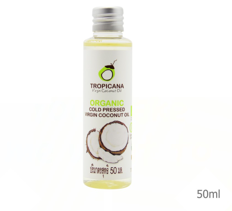 Tropicana น้ำมันมะพร้าวบริสุทธิ์สกัดเย็นออร์แกนิก ทรอปิคานา ออยล์ 50 ml.