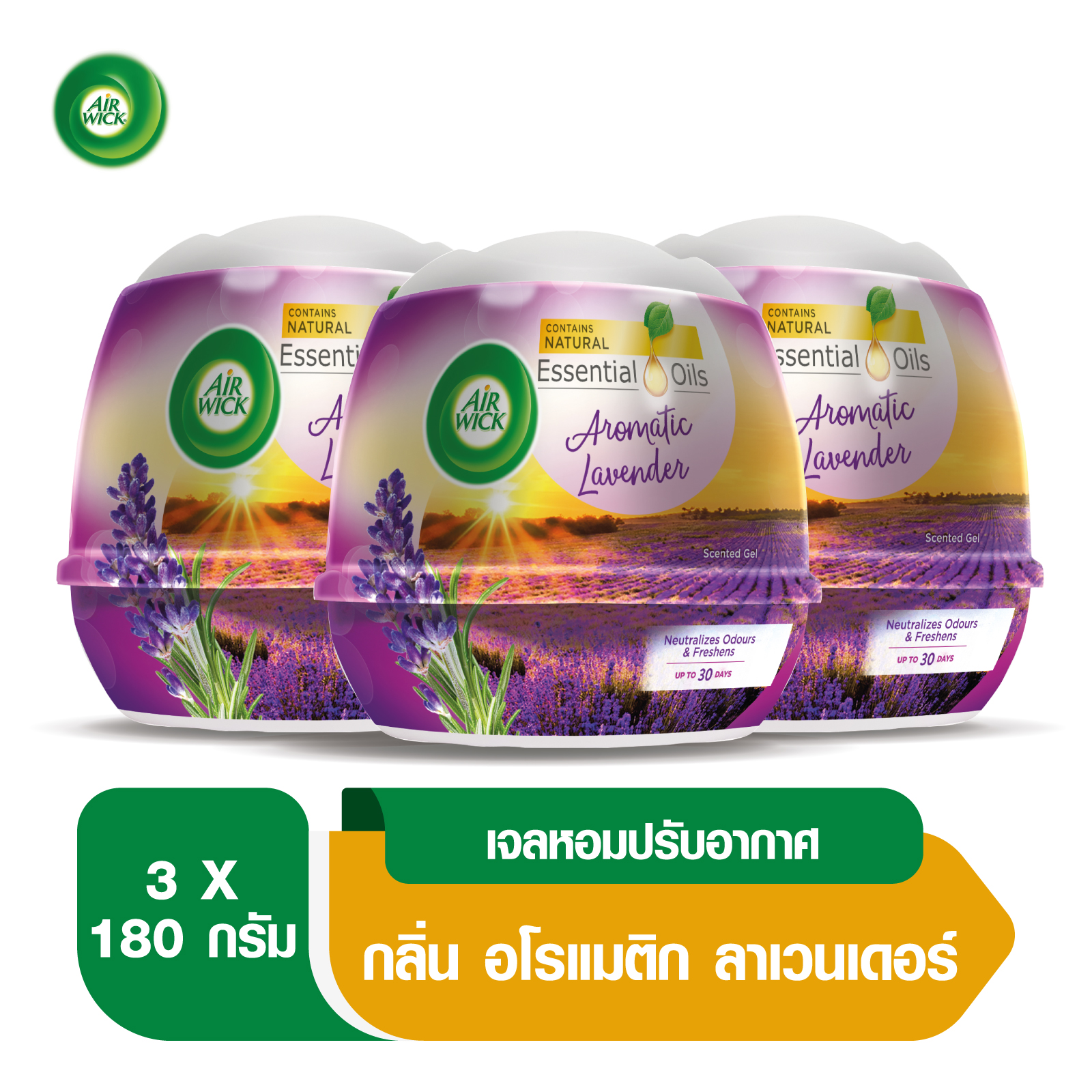 AirWick [แพ็ค3] แอร์วิค เจลหอมระเหย กลิ่นลาเวนเดอร์ 180กรัม