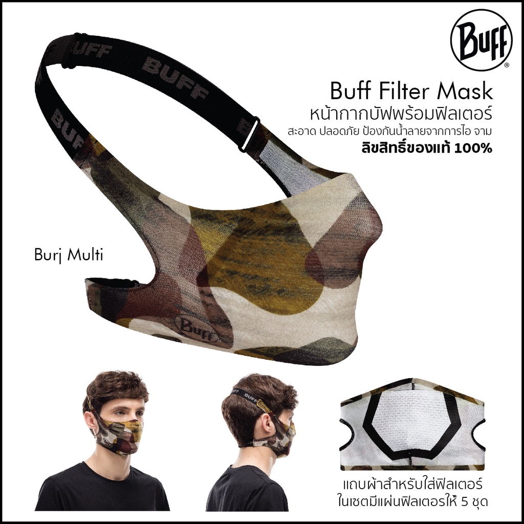 Buff Filter Mask หน้ากากบัฟพร้อมฟิลเตอร์ 1 ลดการแพร่กระจายละอองจากการพูดคุย ไอ จาม สามารถใส่วิ่ง ออกกำลังกายได้