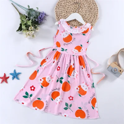 Xiaozhima 2-8 Years Toddler Baby Girls Colorful Dress New Summer Party Dresses Kids Costumes Decoration Dress Girl Short Sleeve Princess Dress