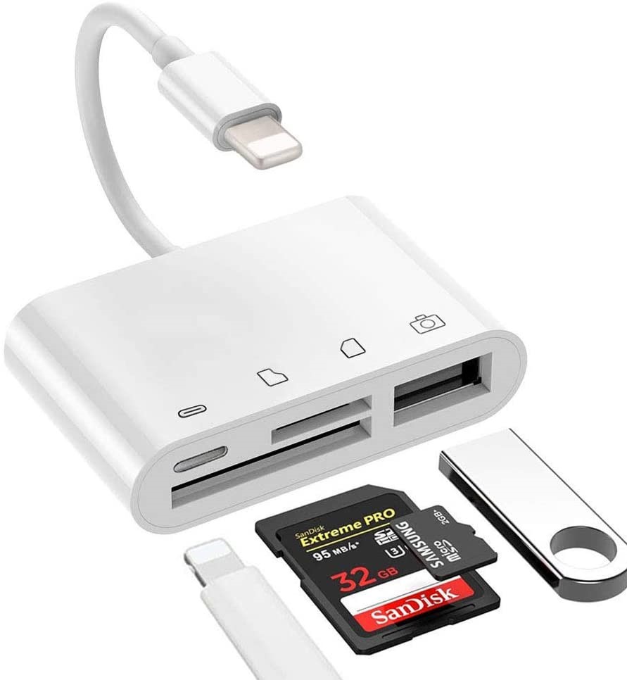 4 in 1 Lightning to USB 3 Camera Adapter สำหรับ iPhone iPad iPod Touch รองรับการโอนถ่ายข้อมูลจาก กล้องUSB Flash Drive Memory Card Keyboard/Mouse Electronic Piano