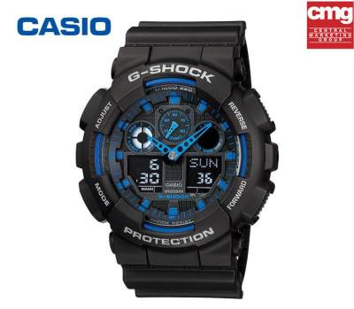 CASIO G-SHOCK เทรนด์แฟชั่นจอแสดงผลแบบคู่กันน้ำและกันกระแทกนาฬิกาสปอร์ตชาย GA-100-1A2DR