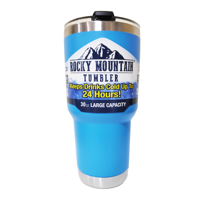 Rocky Mountain แก้วเก็บความเย็น ของแท้ ปลอดสารพิษ เก็บความเย็นได้นาน 24 ชั่วโมง ขนาด 30 ออนซ์ (พร้อมฝา) รับประกันคุณภาพ สี ฟ้าผิวด้าน