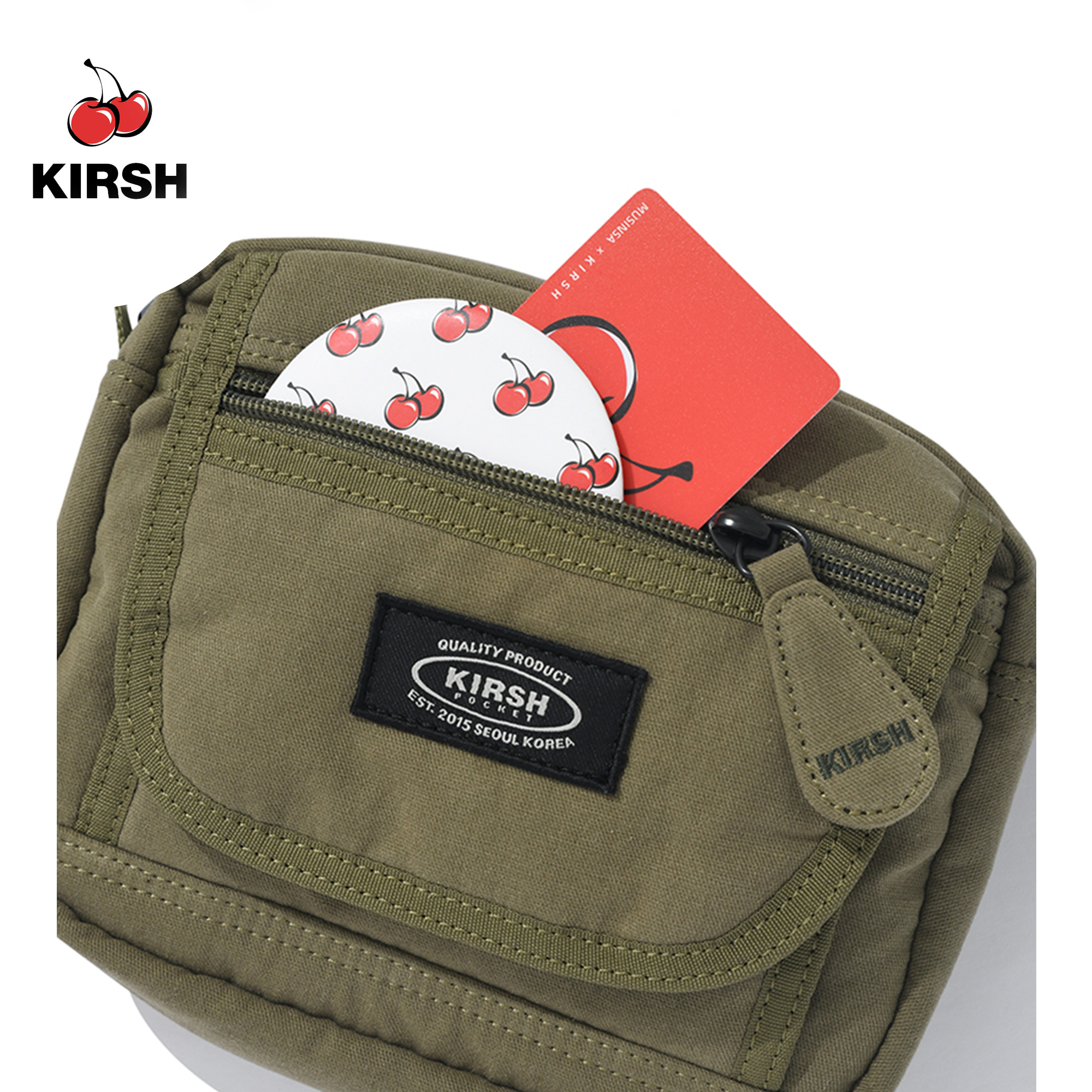 KIRSH] POCKET VINTAGE WASHING MINI CROSS BAG | 23SS | Pocket