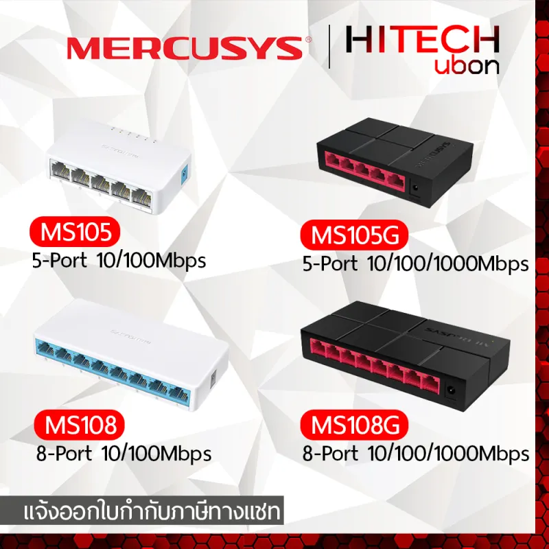 ภาพหน้าปกสินค้า(รับประกัน 1 ปี) TP-link Mercusys Switch MS105, MS108, MS105G, MS108G สวิตช์ ฮับ SOHO Switches network - HITECHubon จากร้าน HITECHubon บน Lazada