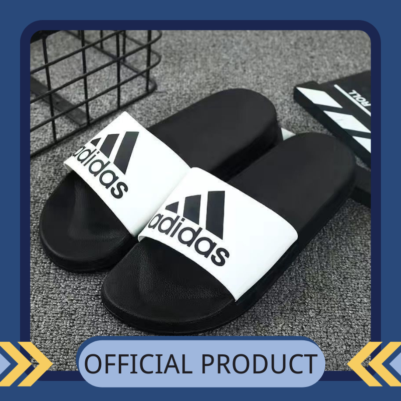 【Brand new genuine】Adidas Same style for men and women white Indoor slippers Official store