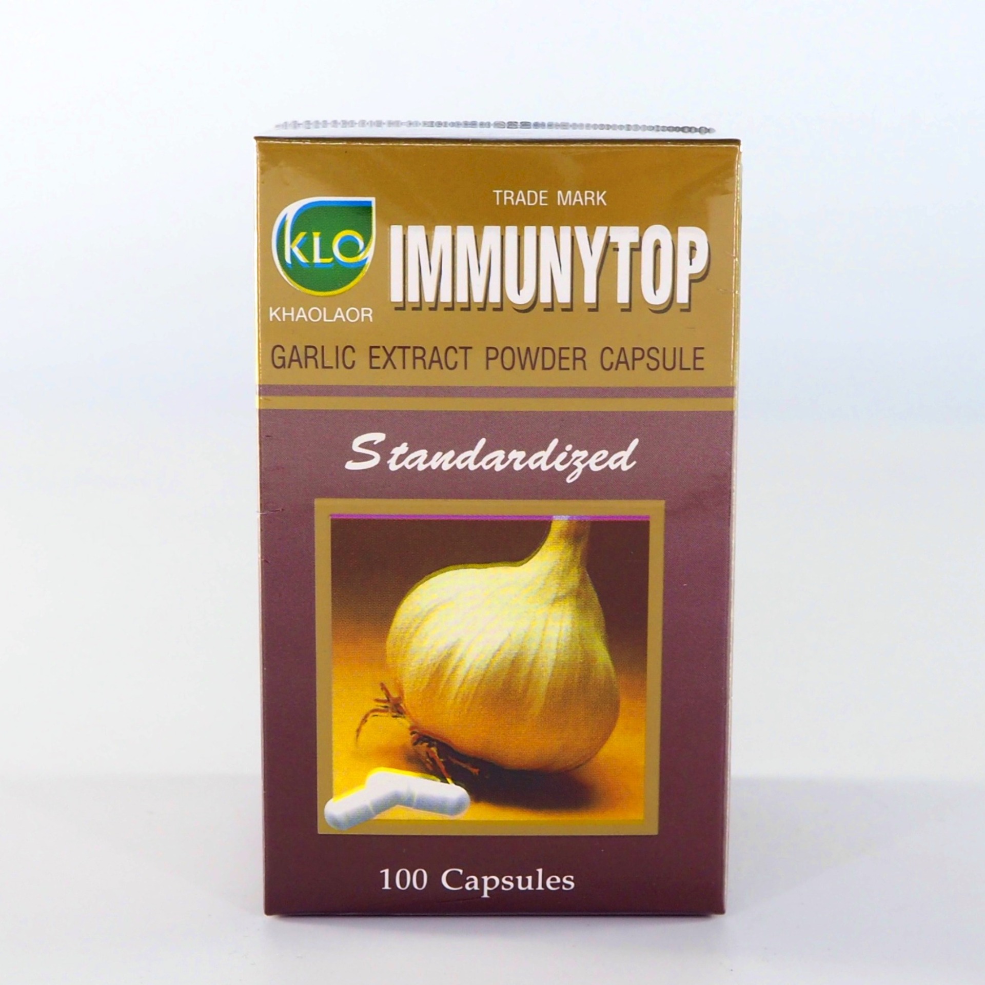 Khaolaor ขาวละออ Immunytop 100 Capsules อิมมิวนีท้อป กระเทียม สกัดชนิดแคปซูล ลดโคเรสเตอรอล ลดความดันโลหิต 100 แคปซูล