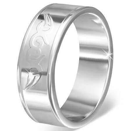 Stainless Steel Tribal Love Heart Flat Band Ring