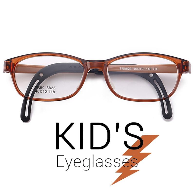 แว่นตาเกาหลีเด็ก Fashion Korea Children แว่นตาเด็ก รุ่น 8823 C-4 สีน้ำตาลกรอบใส กรอบแว่นตาเด็ก Square ทรงสี่เหลี่ยม Eyeglass baby frame ( สำหรับตัดเลนส์ ) วัสดุ TR-90 เบาและยืดหยุนได้สูง ขาข้อต่อ Kid eyewear Glasses
