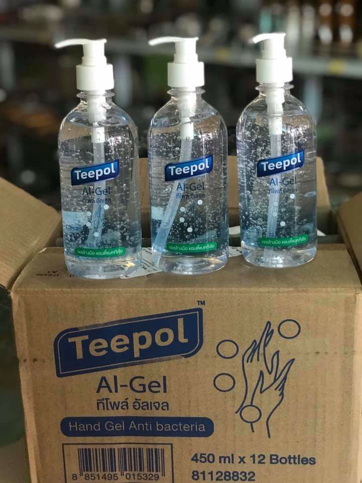ผลิตภัณฑ์ล้างมืออนามัย Teepol Al-gel ยกลัง 12 ขวด x 450 ml ราคาสุดคุ้ม ตกขวดละ ไม่ถึง 60 บาท คุ้มมากๆ