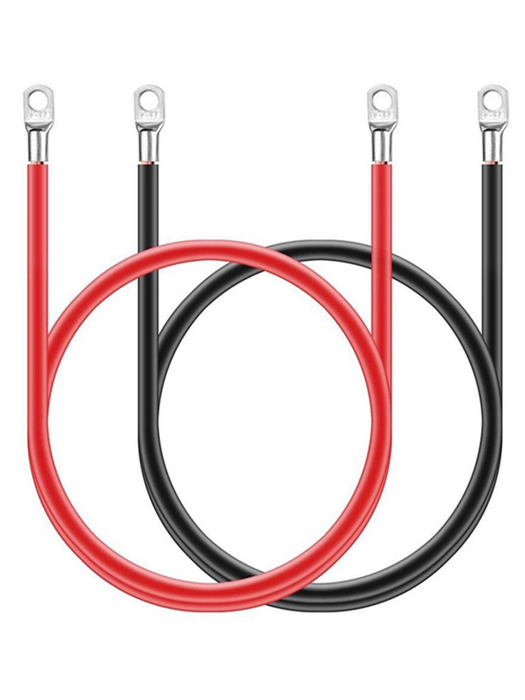 2pcs 50cm Copper Wire Negative Battery Ground Cable Terminal Kit 5AWG 16 Square Battery