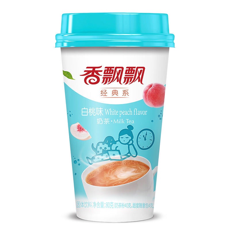 [x2 แก้ว] ชานม ชาไข่มุก ชงดื่ม รสไวท์พีช [80g/แก้ว] 奶茶 台湾奶茶 香飘飘 白桃味 Milk tea White peach flavor