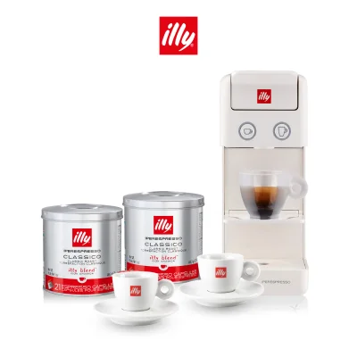 [Special Set] ILLY เครื่องชงกาแฟแคปซูล รุ่น Y3.3 สีขาว+42 ชิ้นกาแฟแคปซูล CLASSICO+แก้วกาแฟเอสเพรสโซ่2ชุด